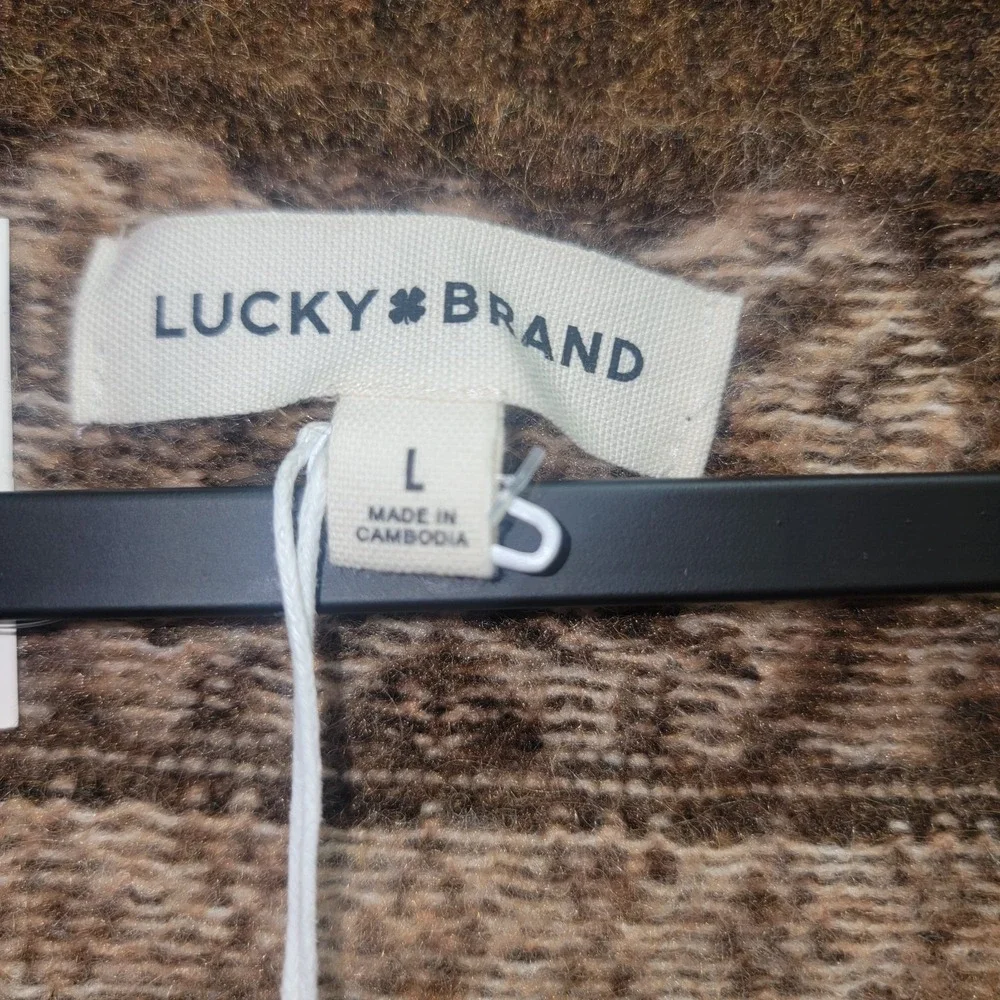 $119 Lucky Brand Southwestern Fair Isle Women's‎ LG Open Cropped Cardigan Shawl